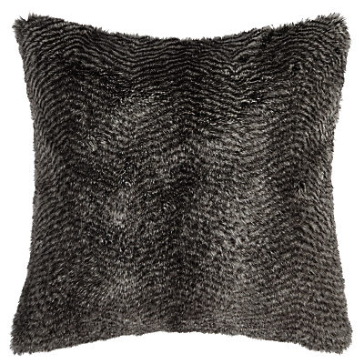 Helene Berman Chevron Rabbit Faux Fur Cushion, Grey